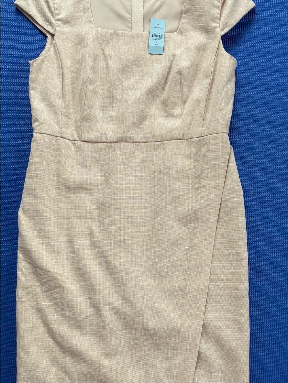 Ann Taylor Cap-Sleeve Sheath Dress in Light Tan